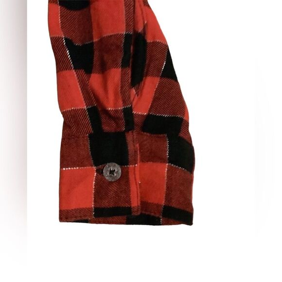 New Girls Size 4 Jumping Beans Red & Black Plaid Shirt with Long Sleeves - Picture 6 of 7